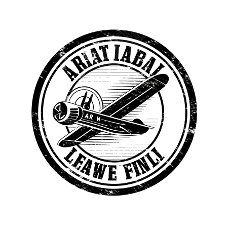手绘复古飞机邮票Logo图形素材