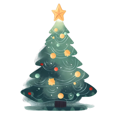 手绘圣诞树插画平面设计元素