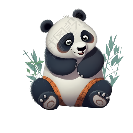 手绘插画PNG素材-小熊猫