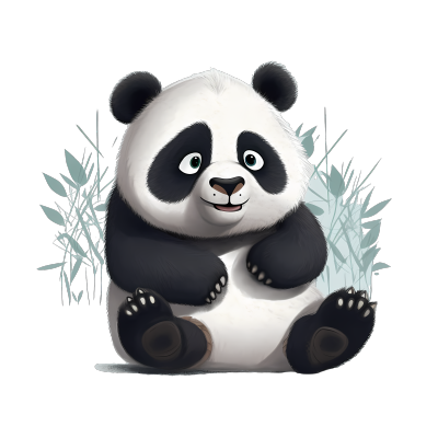 手绘插画PNG素材-小熊猫