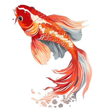 手绘红色锦鲤PNG透明背景图形素材