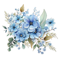 水彩风格蓝色花卉PNG图形素材