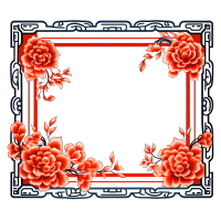 中式红金相框插画设计素材