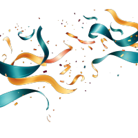 金色蓝绿色庆典彩带插画
