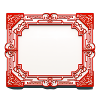 中国风红金边框透明背景元素