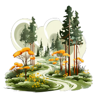 卡通花园景观矢量插画