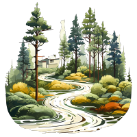 手绘花园景观插画