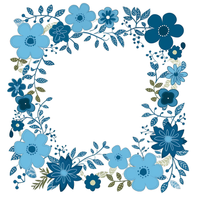 蓝色蓝色花卉边框图标
