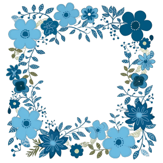 蓝色蓝色花卉边框图标