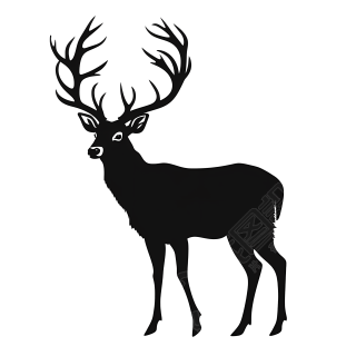 透明背景黑色鹿剪影PNG图素材