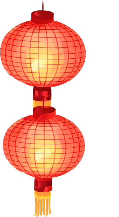 两个红灯笼透明背景的高清PNG图形素材