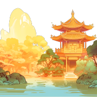 中国园林插图 -高清PNG创意商业设计元素