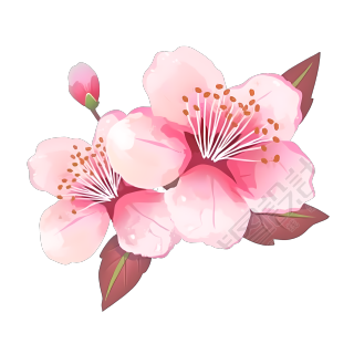 白底粉色樱花插画