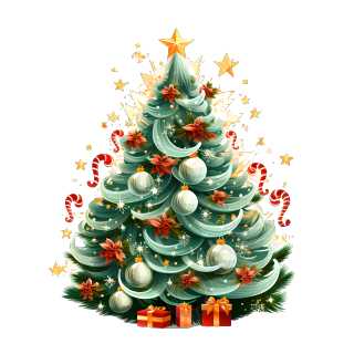 盛大圣诞树装饰插画元素
