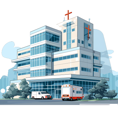 医院插画高清透明背景