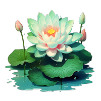 手绘荷花插图元素