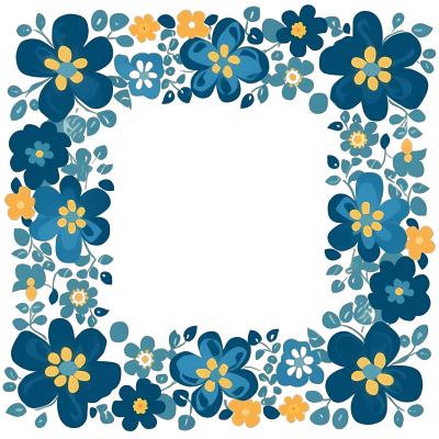 蓝色蓝色花朵边框图标