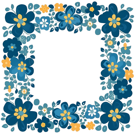 蓝色蓝色花朵边框图标