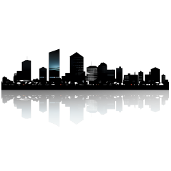 黑白图形城市建筑剪影插画素材
