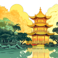 中国园林插画素材