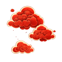 中国吉祥红色云朵白底