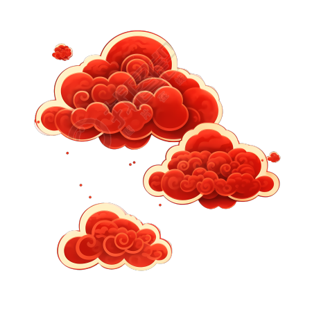 中国吉祥红色云朵白底