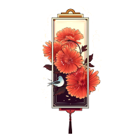 小雏菊花鸟画图形素材