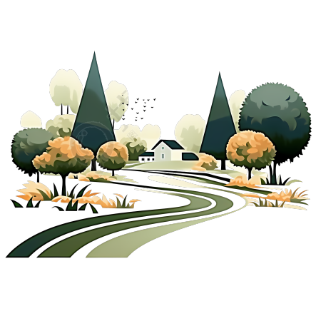 花园景观矢量插图
