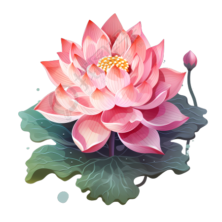 手绘荷花插画元素