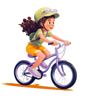 姑娘骑自行车-矢量和EPS图形素材