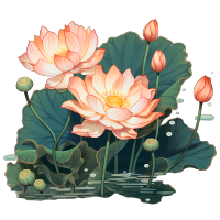 中国朋克风格荷花插画
