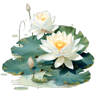 水蓮花在葉子上