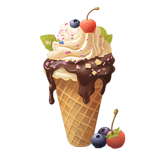 果莓奶油彩绘冰淇淋矢量图像素材