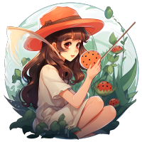魔法少女风格的透明背景瓜子娃娃元素