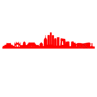 城市建筑的红色剪影元素