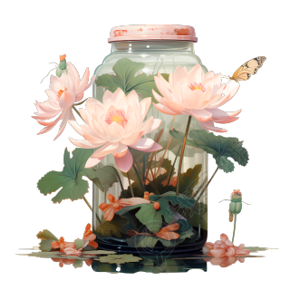 粉绿色仙女花瓶绘画