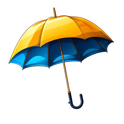 蓝黄色透明背景的雨伞
