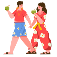 夏日情侣开心出游元素