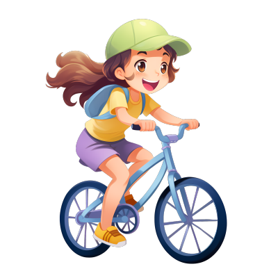 夏天女孩骑自行车矢量图