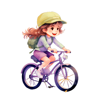 可爱骑自行车的女孩PNG图形素材