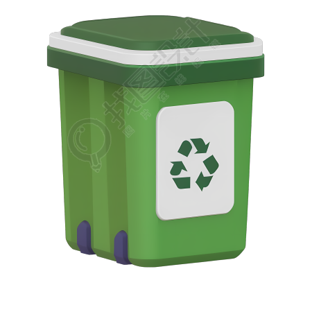 2D绿色垃圾箱在白色背景上的动态GIF图
