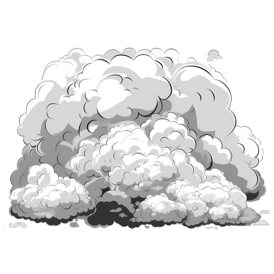 灰暗爆炸的云朵插图元素