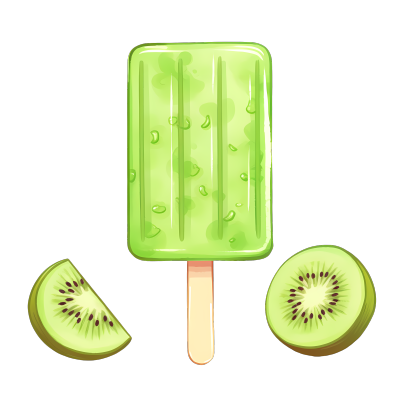绿色奇异果冰棍和奇异果切片