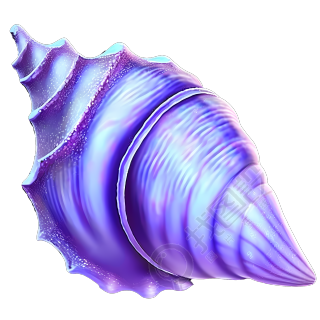 透明背景的海洋和海岸图案的动态GIF-美丽的紫蓝色贝壳