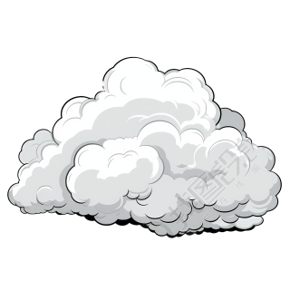 灰色爆炸狂乱的云朵插图元素