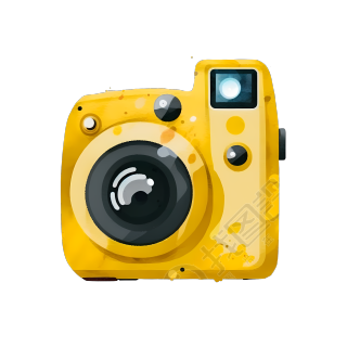 高清水彩风格的迷你黄色相机图标