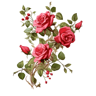 花束红粉玫瑰元素