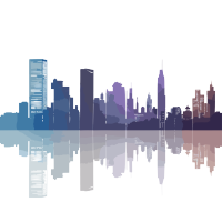 彩色都市建筑剪影