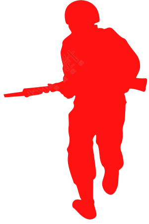红色持枪奔跑的军人剪影素材