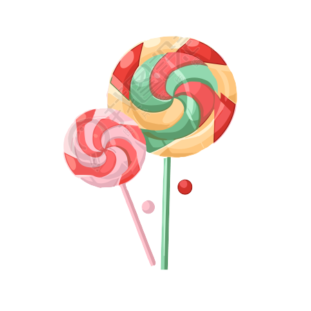 透明背景的糖果棒棒糖插画